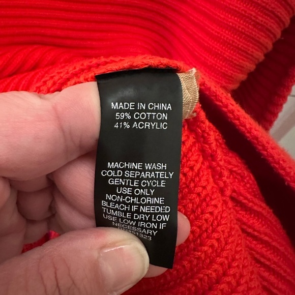 VINCE CAMUTO Woman red ribbed casual quiet luxury old money sweater Large - Picture 8 of 12
